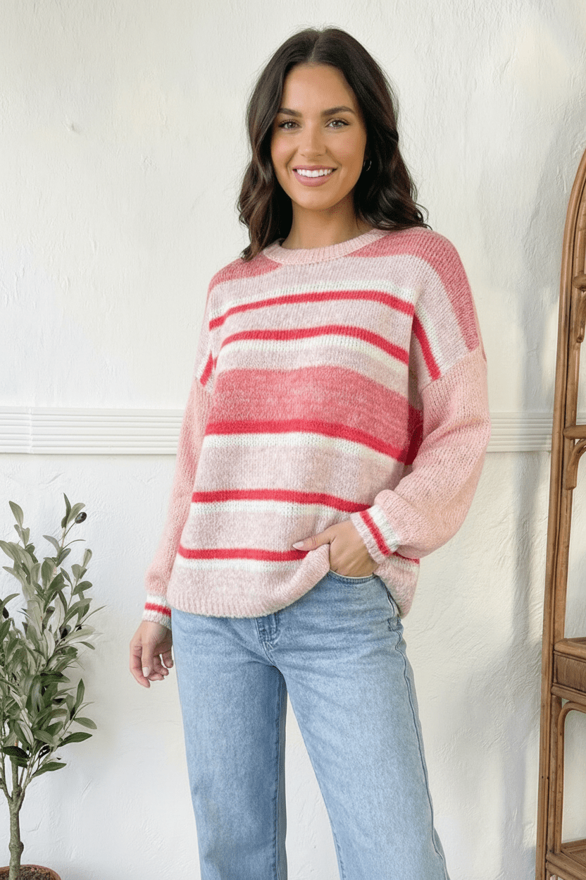 Sweet Talker Pink Stripe Sweater | Nikki &amp; Co. Boutique