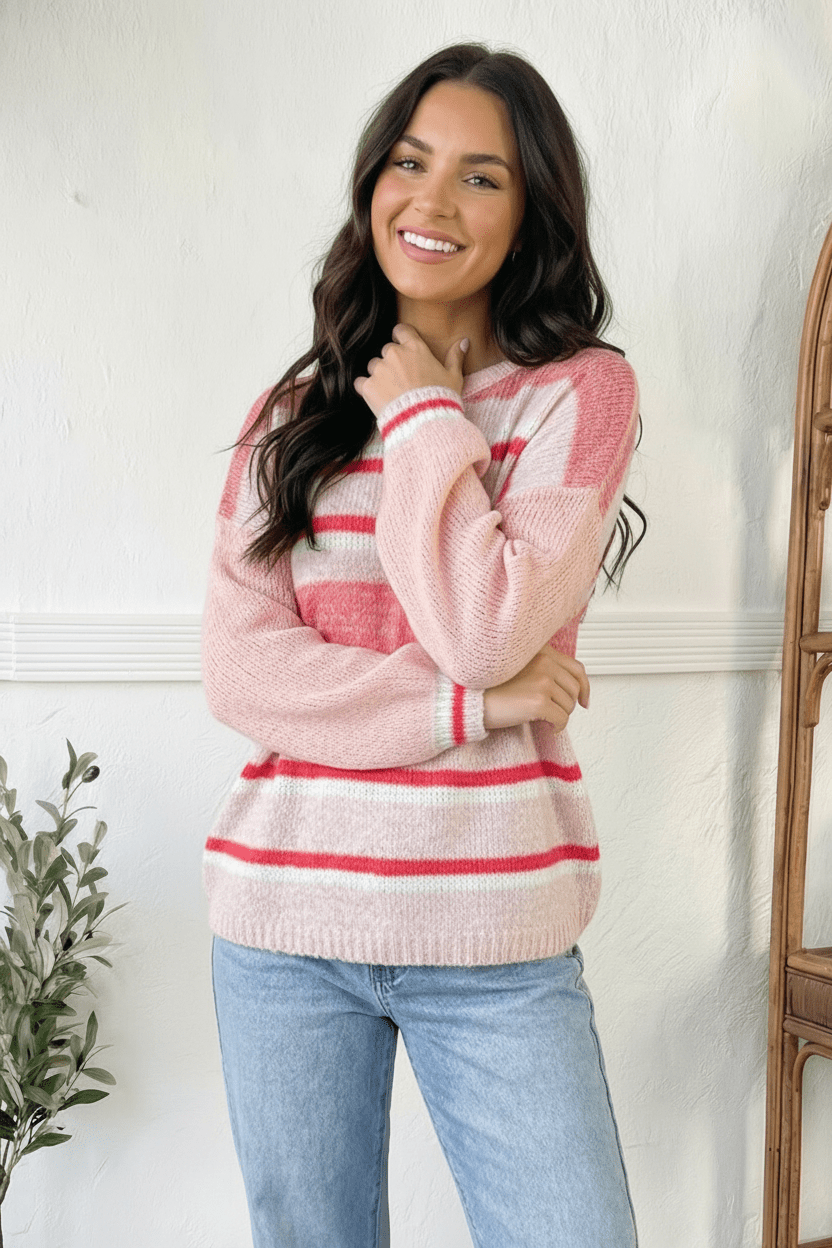 Sweet Talker Pink Stripe Sweater | Nikki &amp; Co. Boutique