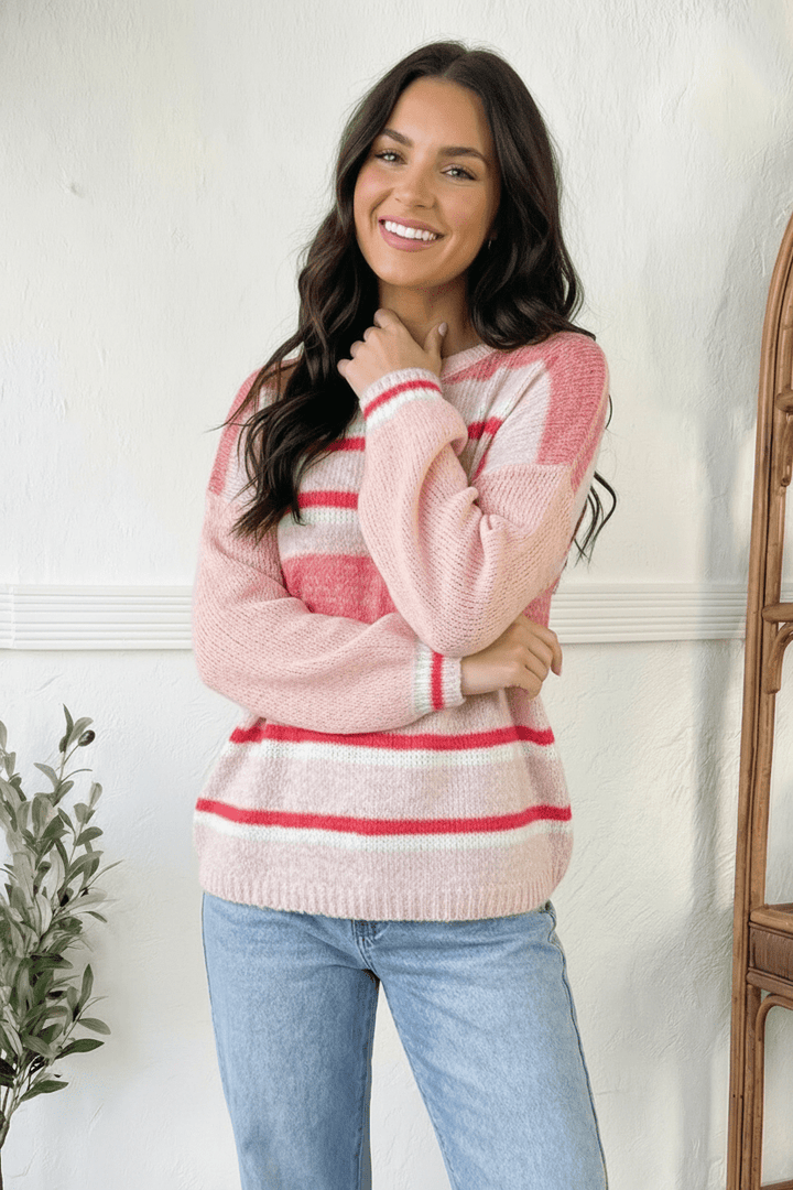 Sweet Talker Pink Stripe Sweater | Nikki &amp; Co. Boutique