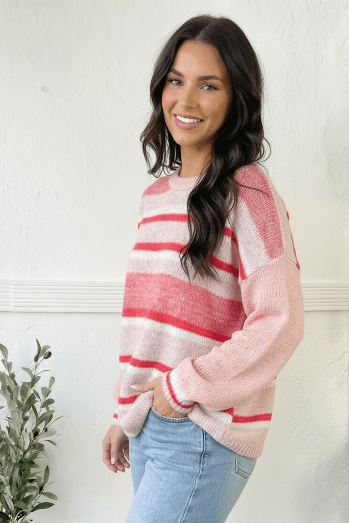 Sweet Talker Pink Stripe Sweater | Nikki &amp; Co. Boutique