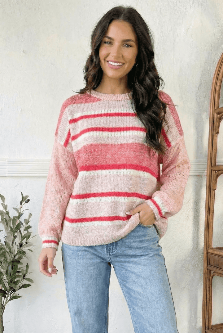 Sweet Talker Pink Stripe Sweater | Nikki &amp; Co. Boutique