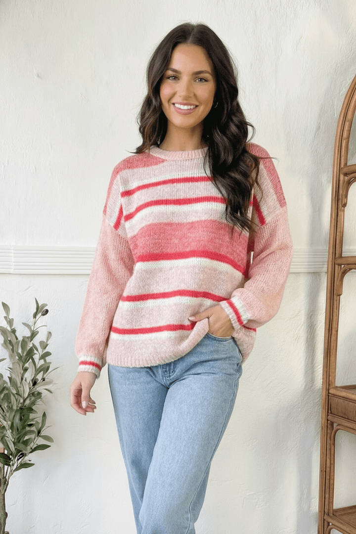 Sweet Talker Pink Stripe Sweater | Nikki &amp; Co. Boutique