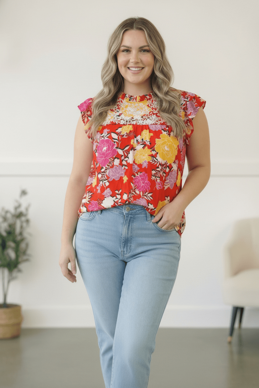 Floral at the Fiesta Flutter Tops | Nikki &amp; Co. Boutique