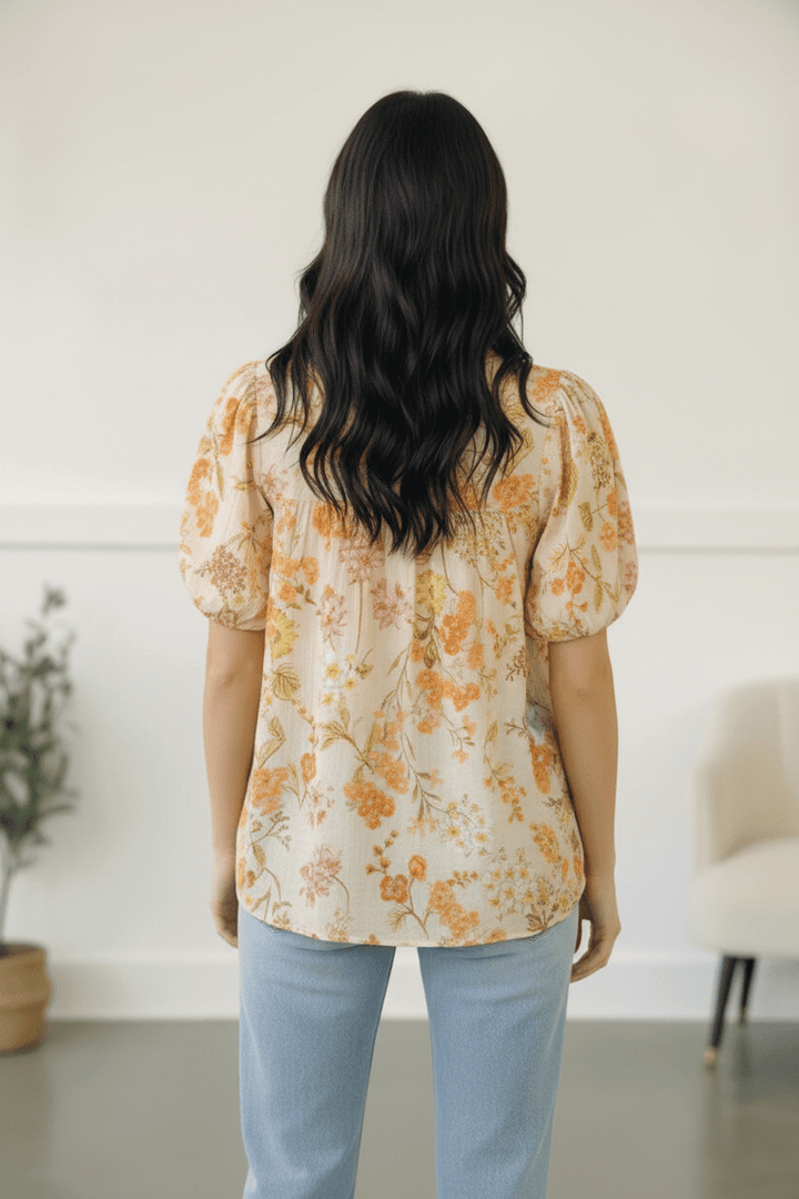 Sunlit Garden Notch Neck Blouse | Nikki &amp; Co. Boutique