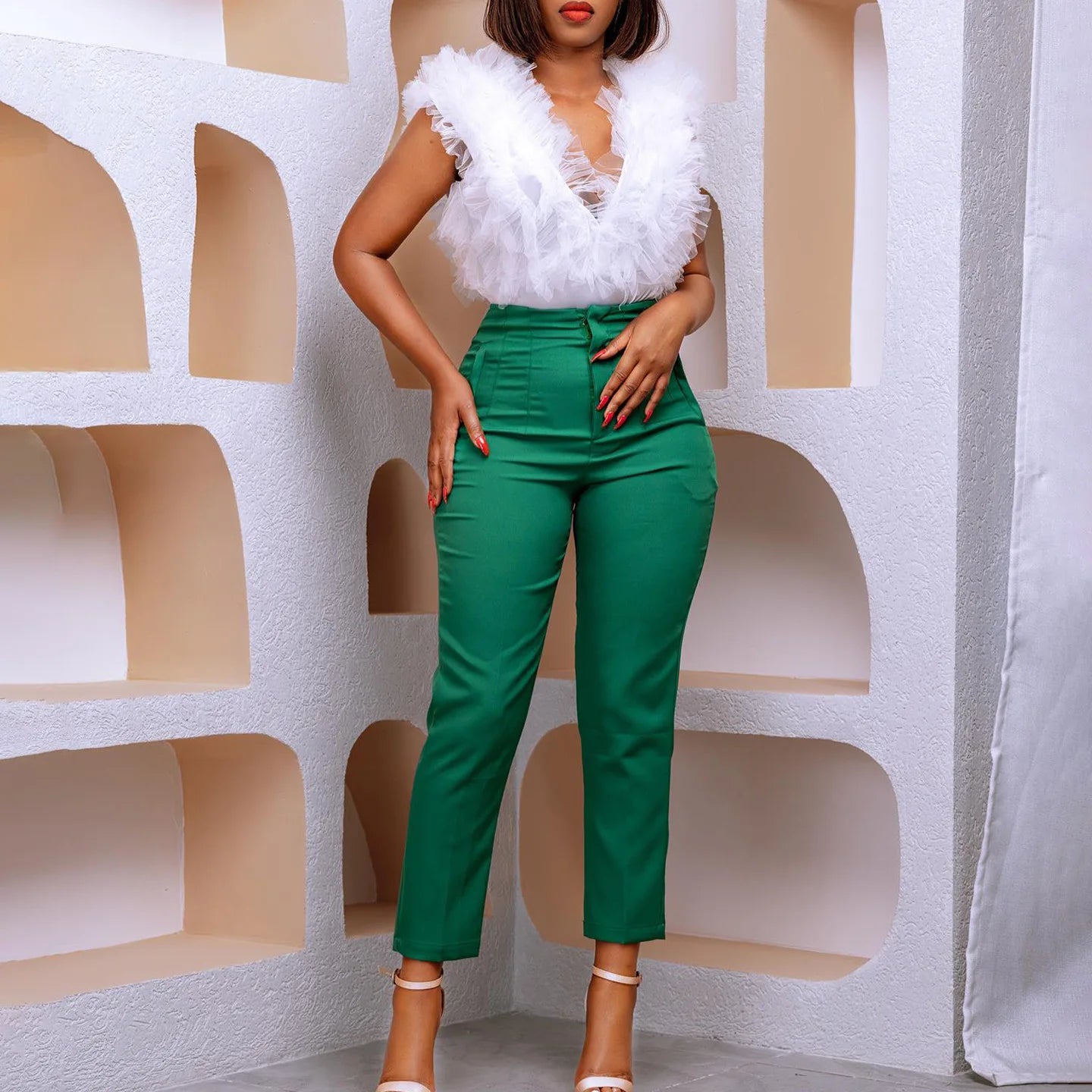 Work Pants for Women Office Elegant High Waisted Solid Skinny African Ladies Fashion Business Work Pencil Pants Bottoms New