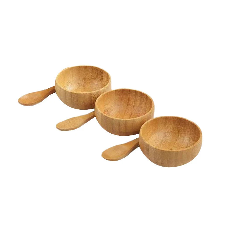 Mini Size Bamboo DIY Face Mask - Mixing Bowl with Spoon, Aromatherapy Bowl Set, Massage Oil Face Care, Makeup Tool Kits, Accessories