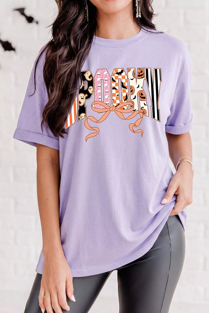 Halloween Spooky Letter Graphic T-Shirt, S-2XL - Nikki &amp; Co. Boutique