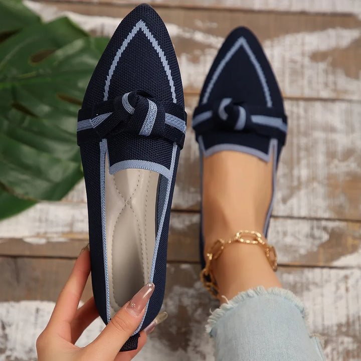 Bow Contrast Trim Point Toe Loafers | Nikki &amp; Co. Boutique