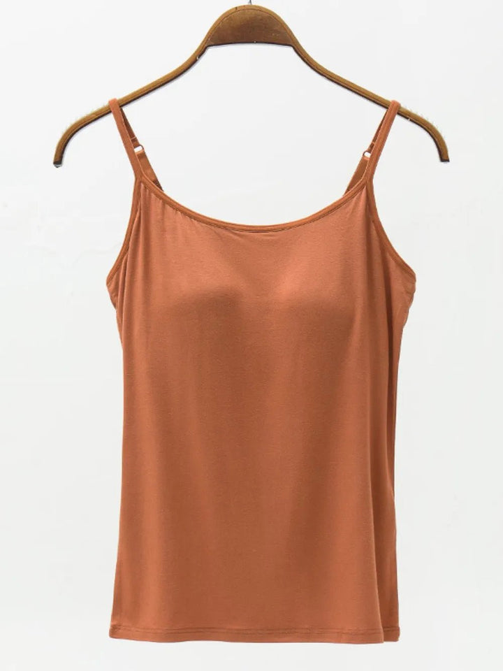 Full Size Adjustable Strap Modal Cami with Bra | Nikki &amp; Co. Boutique