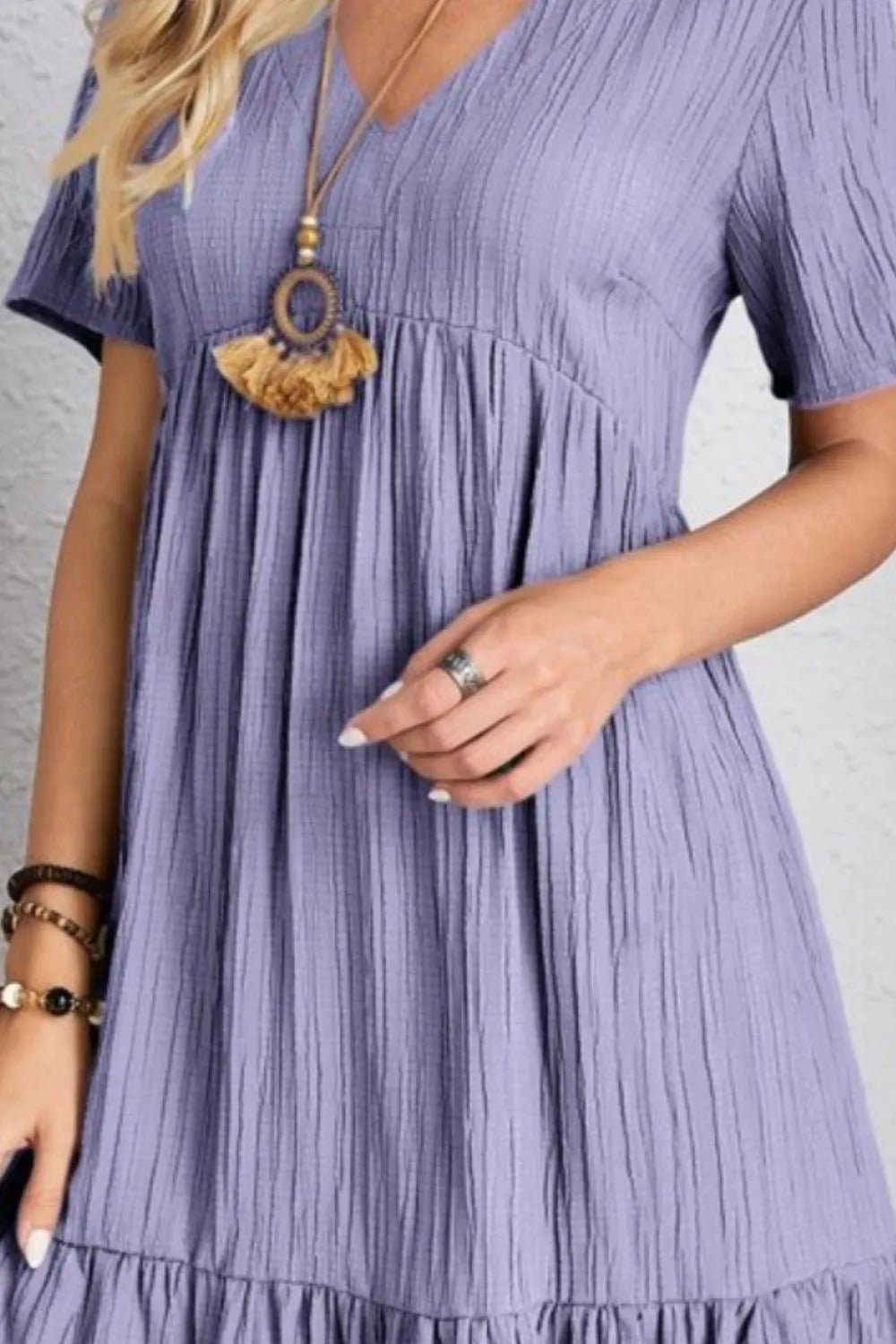 Full Size V-Neck Shorts Sleeve Dress | Nikki &amp; Co. Boutique