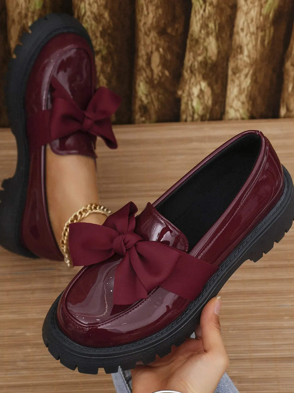 Bow PU Leather Round Toe Loafers | Nikki &amp; Co. Boutique