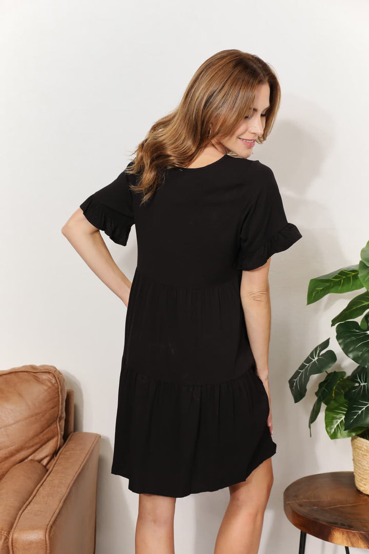 Mandy V - Neck Flounce Sleeve Tiered Dress - Nikki &amp; Co. Boutique