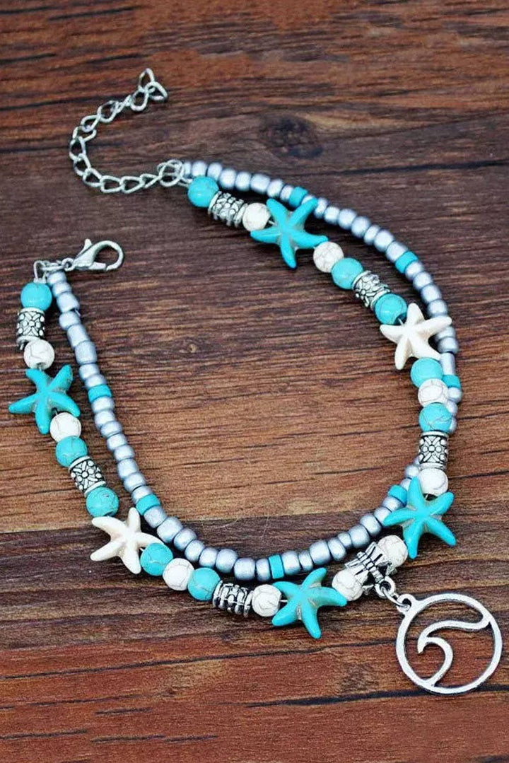 Beach Double Anklet — Sky Blue (NP) - Nikki &amp; Co. Boutique