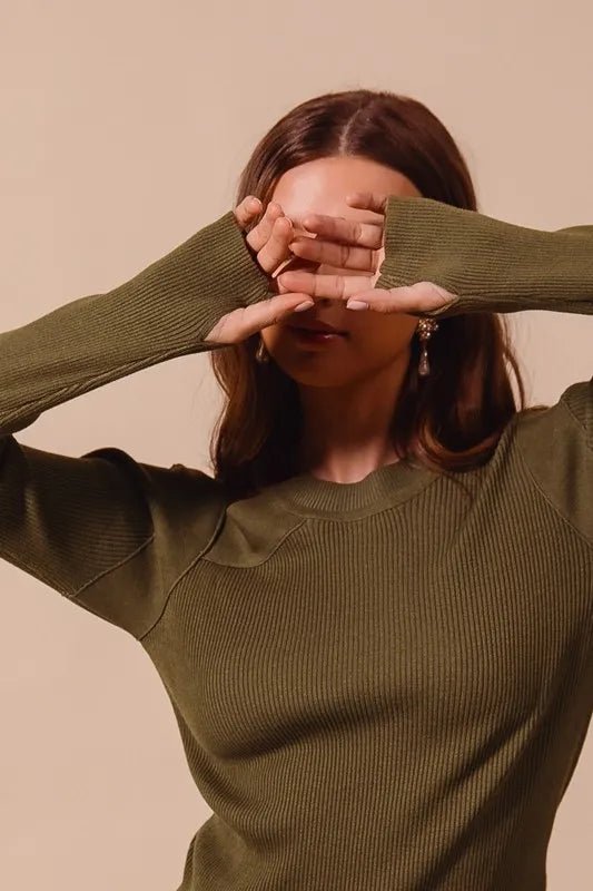 SO ME Rib Knit Top with Shoulder Cut Out - Nikki &amp; Co. Boutique