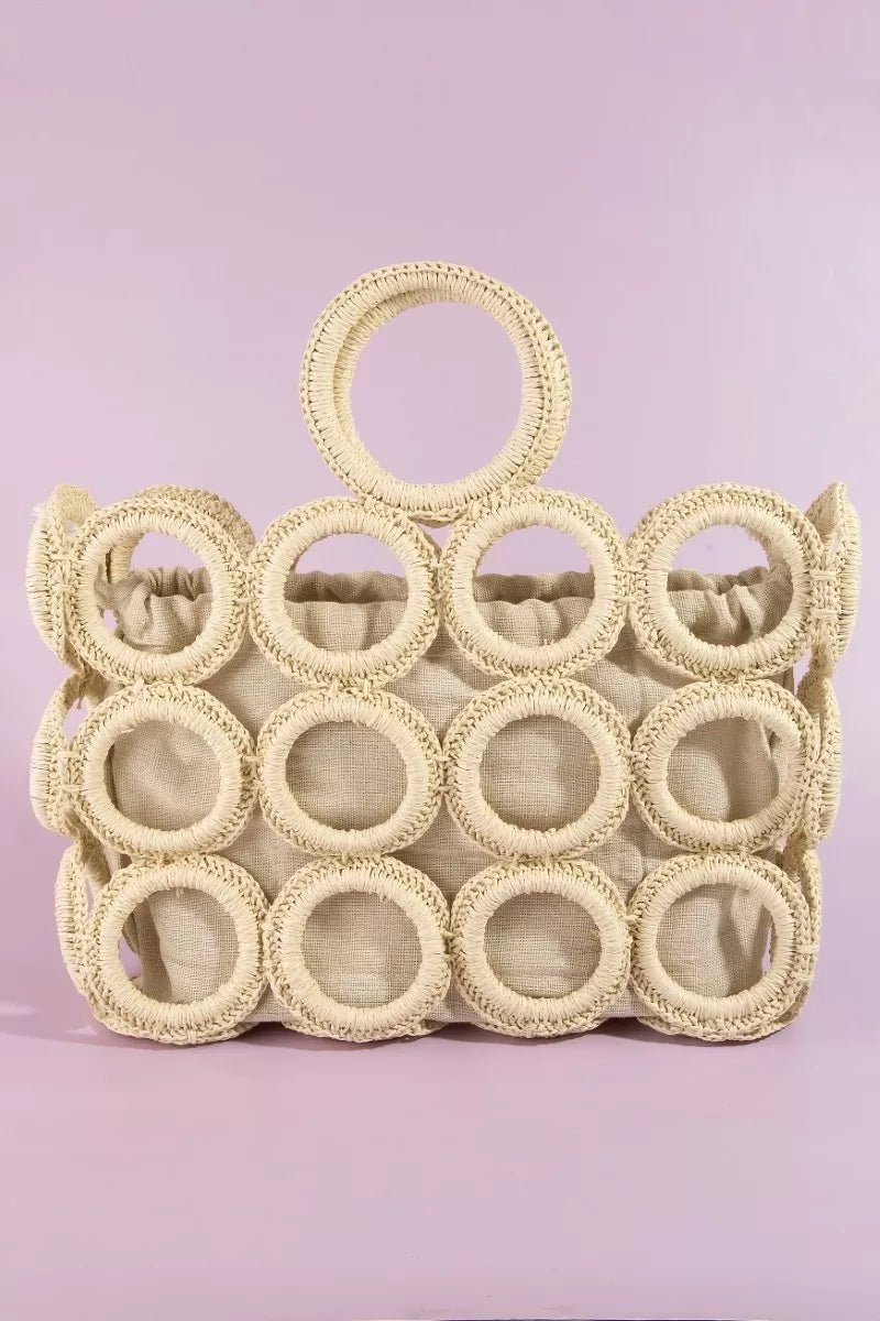 Fame Straw Round Pattern Mesh Handbag - Nikki &amp; Co. Boutique