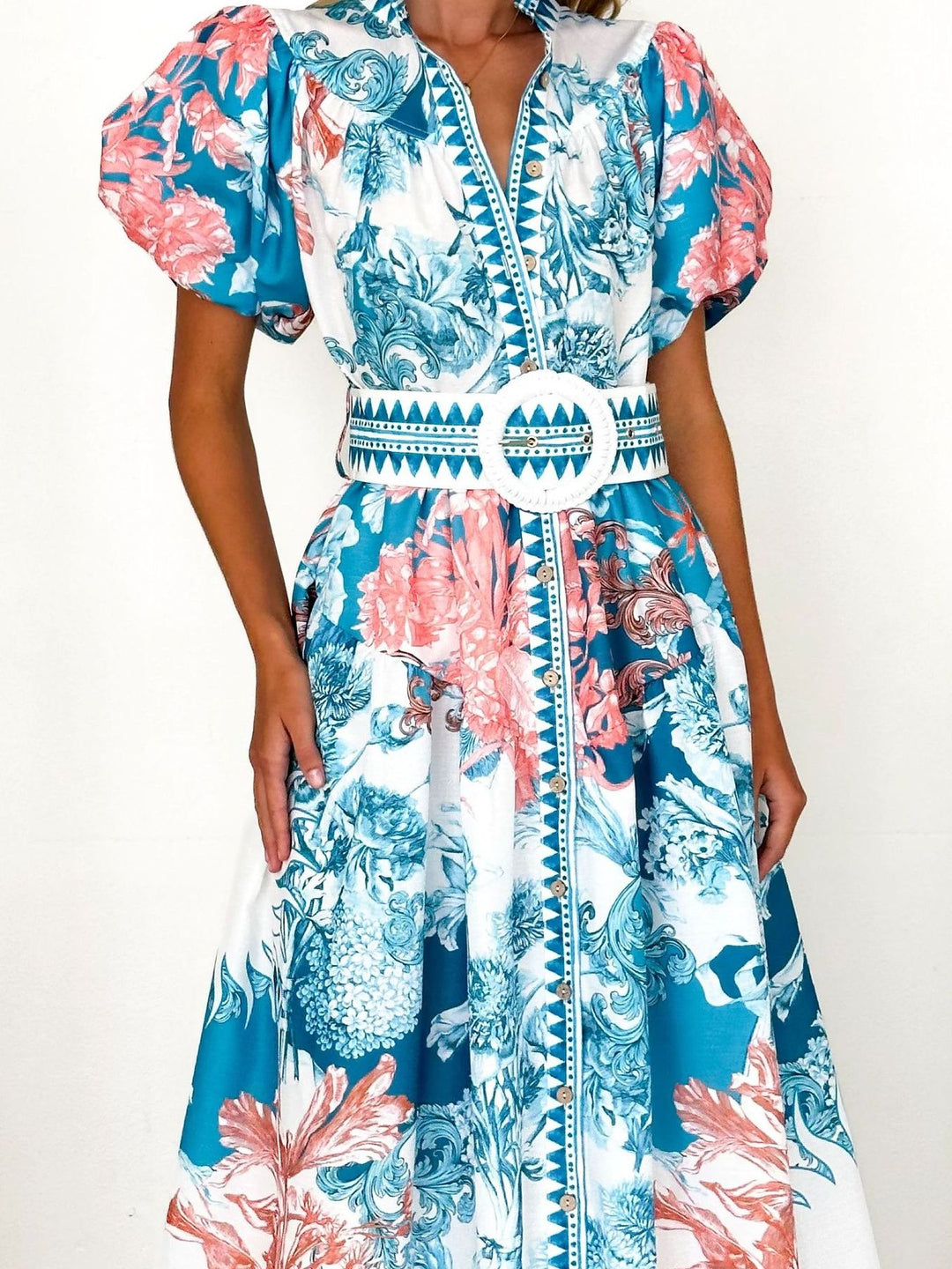 Printed Puff Sleeve Midi Dress | Nikki &amp; Co. Boutique