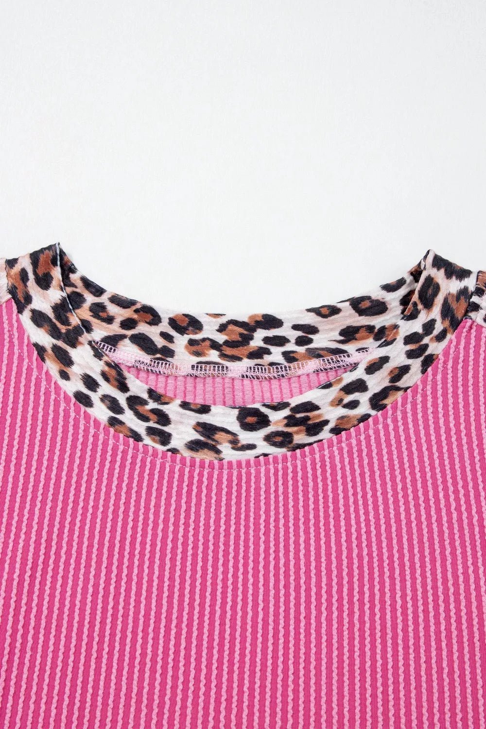 Leopard Trim Twist Ribbed Top and Shorts Set in Fuchsia Pink - Nikki &amp; Co. Boutique
