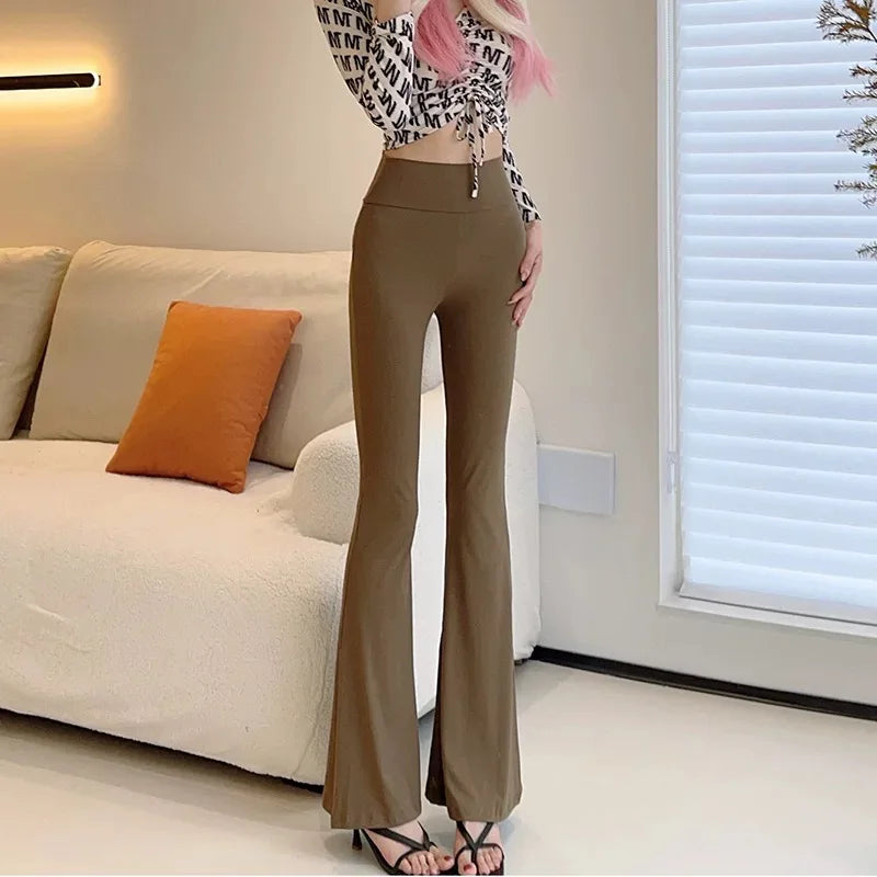High Stretch Modal Pants Women Summer Spring Thin Trousers Sexi Slim Long Pants Chic Ins Y2K Streetwear Party Night Club Pants