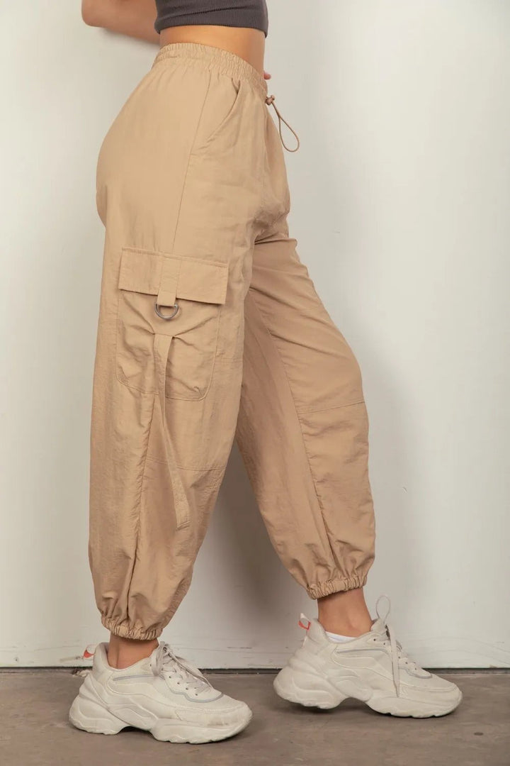 VERY J Elastic Waist Woven Cargo Pants - Nikki &amp; Co. Boutique