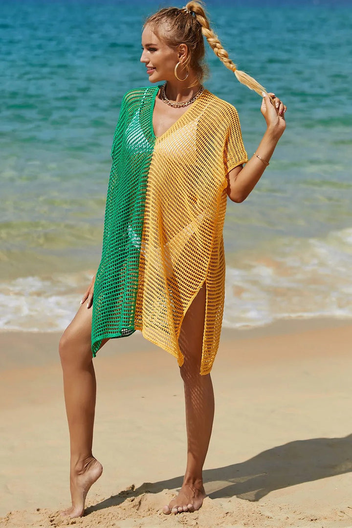 Angel Wings Openwork Contrast Slit Knit Cover Up | Nikki &amp; Co. Boutique