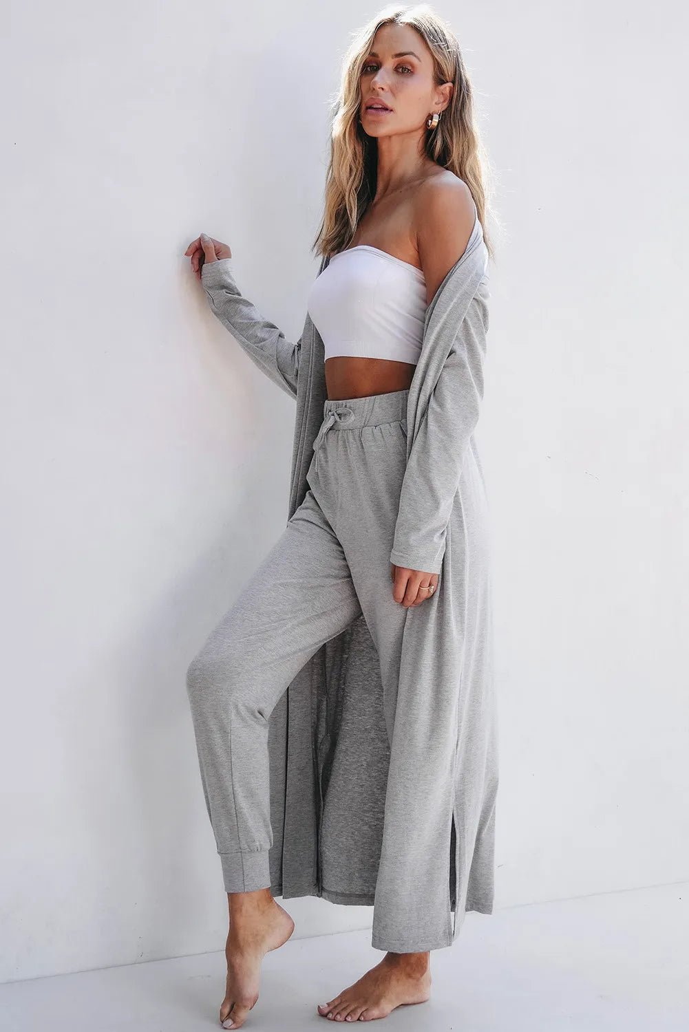 Open Front Long Sleeve Cardigan and Pants Lounge Sets | Nikki &amp; Co. Boutique