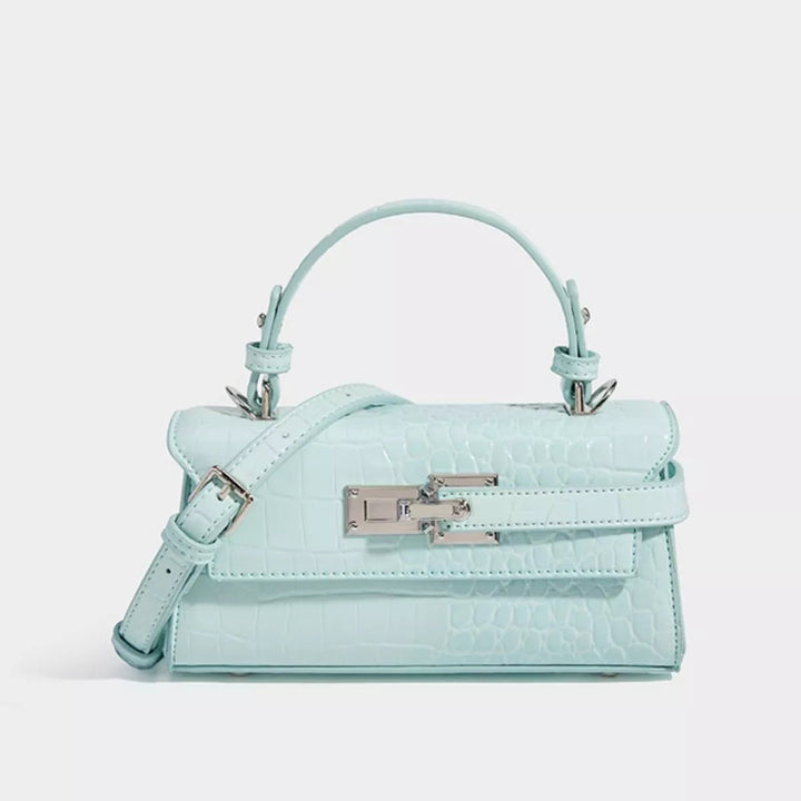 Crocodile Embossed Top Handle Crossbody Bag in Blue - Nikki &amp; Co. Boutique
