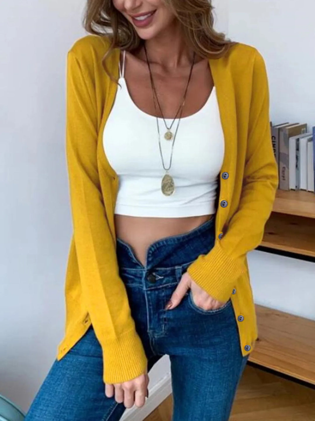 Button - Up Long Sleeve Cardigan - Nikki &amp; Co. Boutique