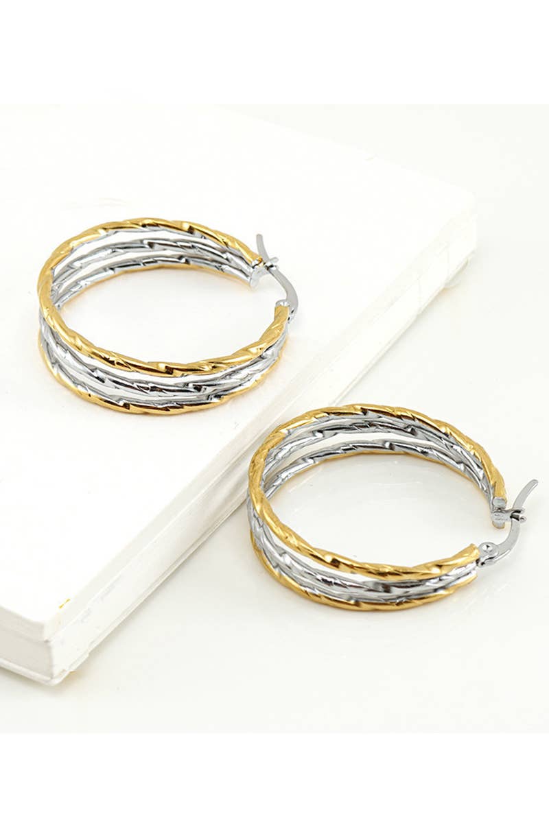 18K Two-Tone Stainless Steel Earrings | Gold &amp; Silver - Nikki &amp; Co. Boutique