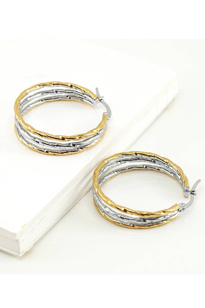 18K Two-Tone Stainless Steel Earrings | Gold &amp; Silver - Nikki &amp; Co. Boutique