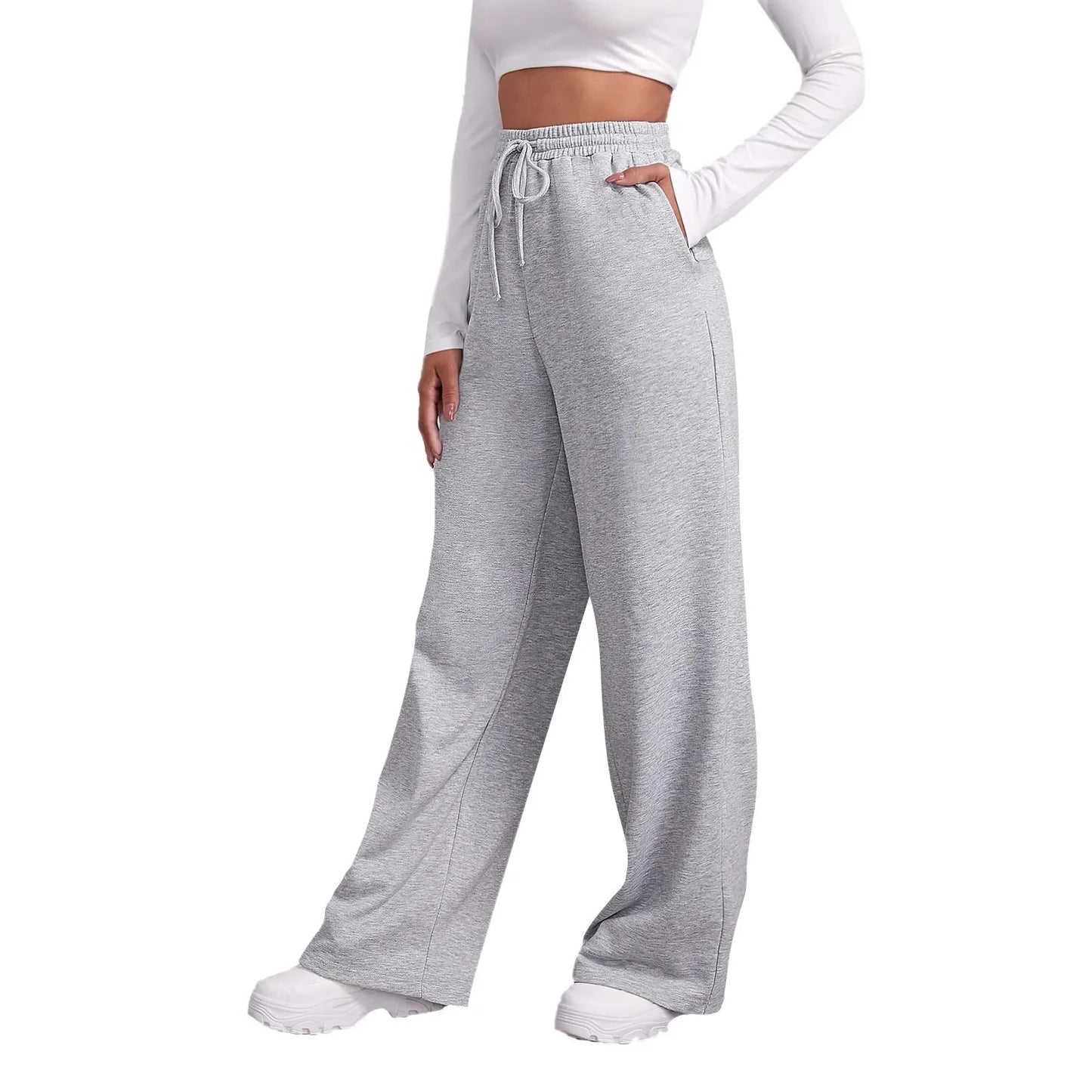 Women’s Fleece Lined Sweatpants Wide Straight Leg Pants Bottom Winter Warm Pants Daily Casual Jogger Sweatpants Sports Trousers