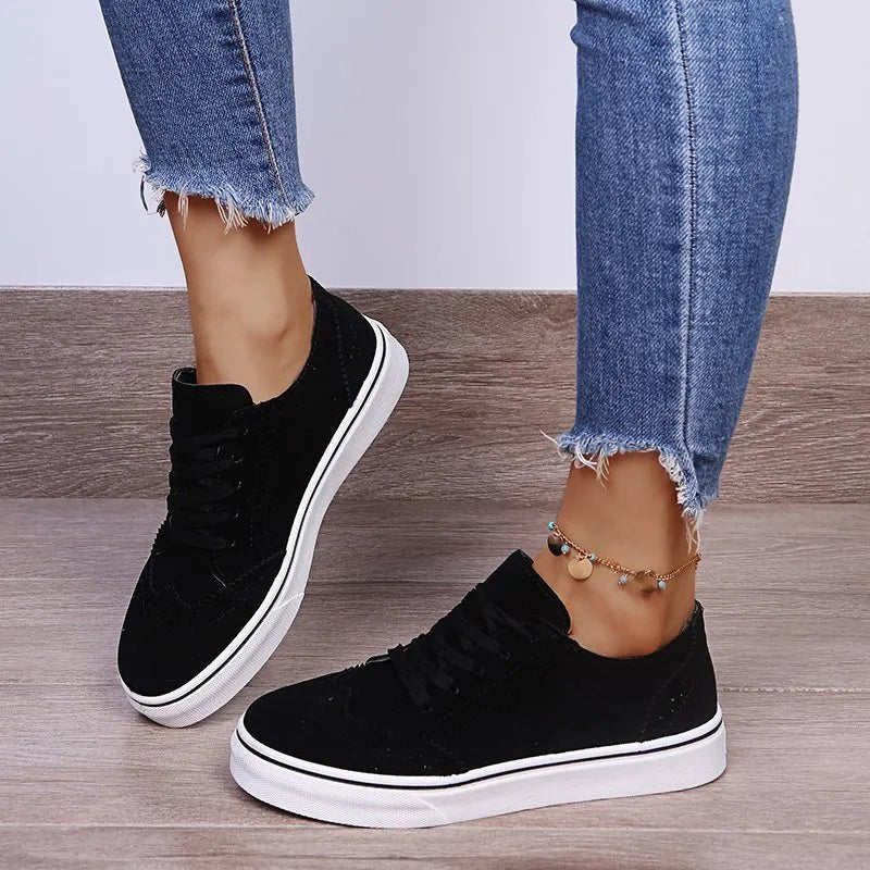 Lace-Up Suedette Flat Sneakers | Nikki &amp; Co. Boutique