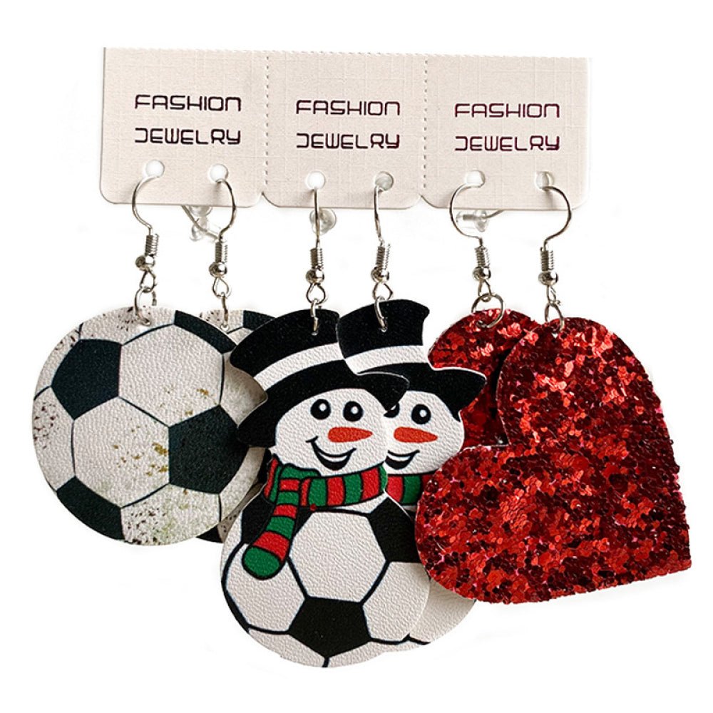 Sports Snowman &amp; Heart Earrings Set | 3 Pairs - Nikki &amp; Co. Boutique
