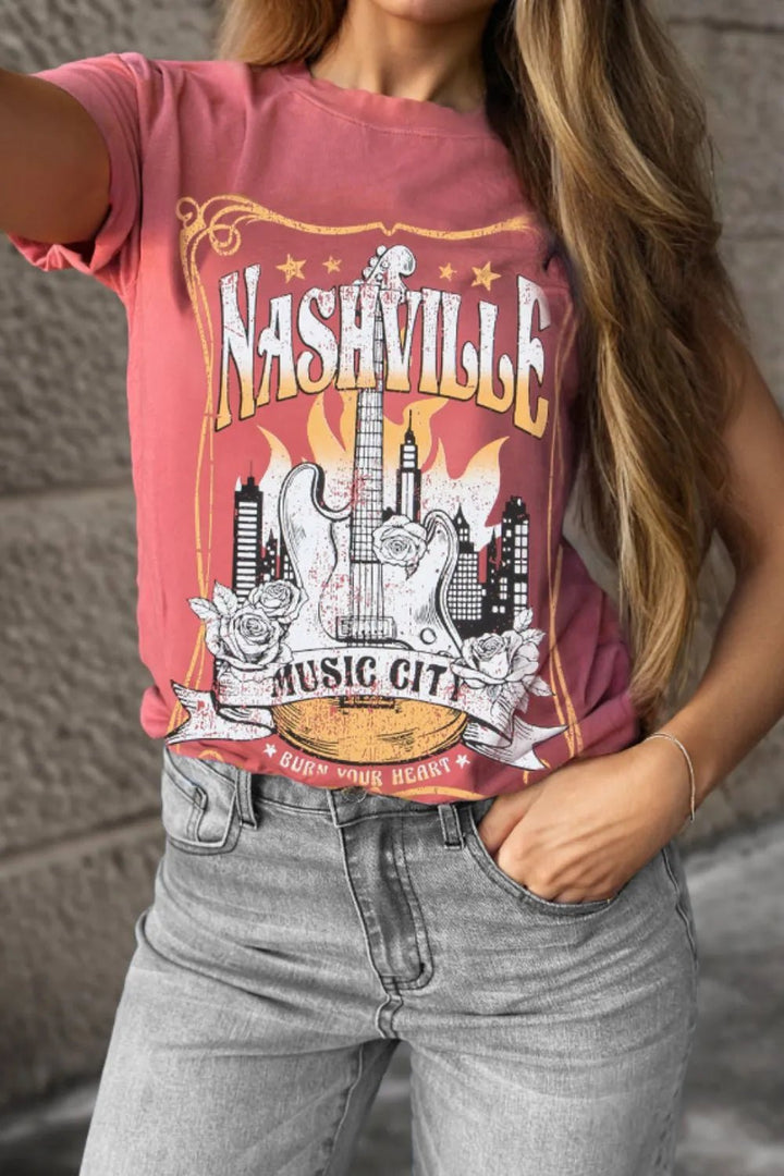 Mineral Nashville Music City Graphic Retro T-Shirt - Nikki &amp; Co. Boutique