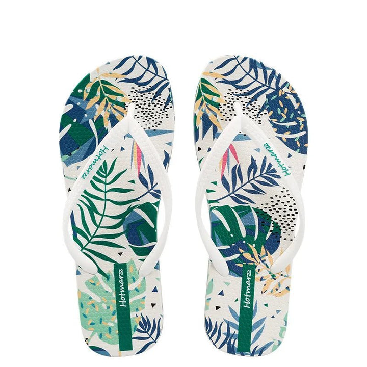 Tropical Leaf Print Summer Slippers - Nikki &amp; Co. Boutique