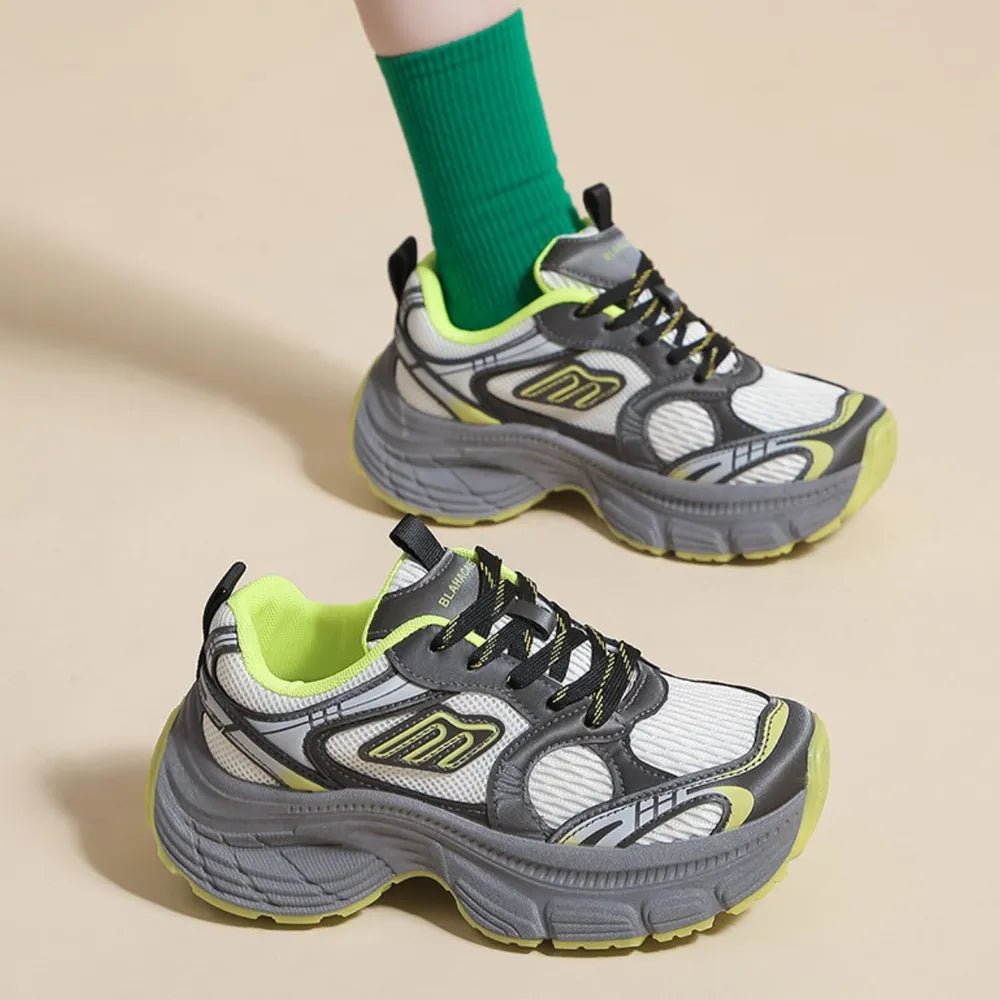 Letter Lace - Up Round Toe Athletic Shoes - Nikki and Co Boutique