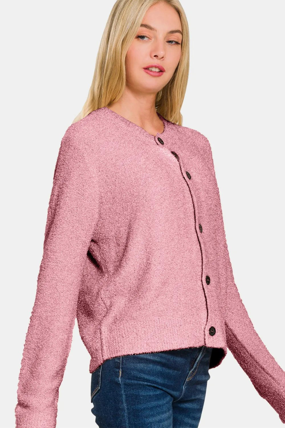 Zenana Button Down Long Sleeve Sweater Cardigan - Nikki &amp; Co. Boutique