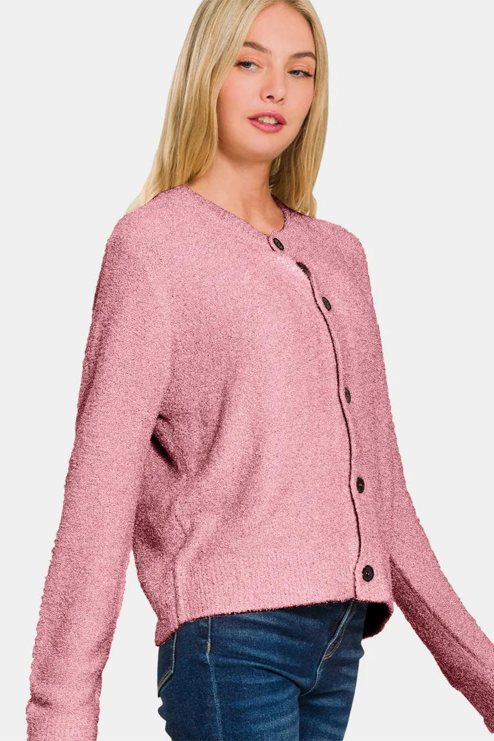 Zenana Button Down Long Sleeve Sweater Cardigan - Nikki &amp; Co. Boutique