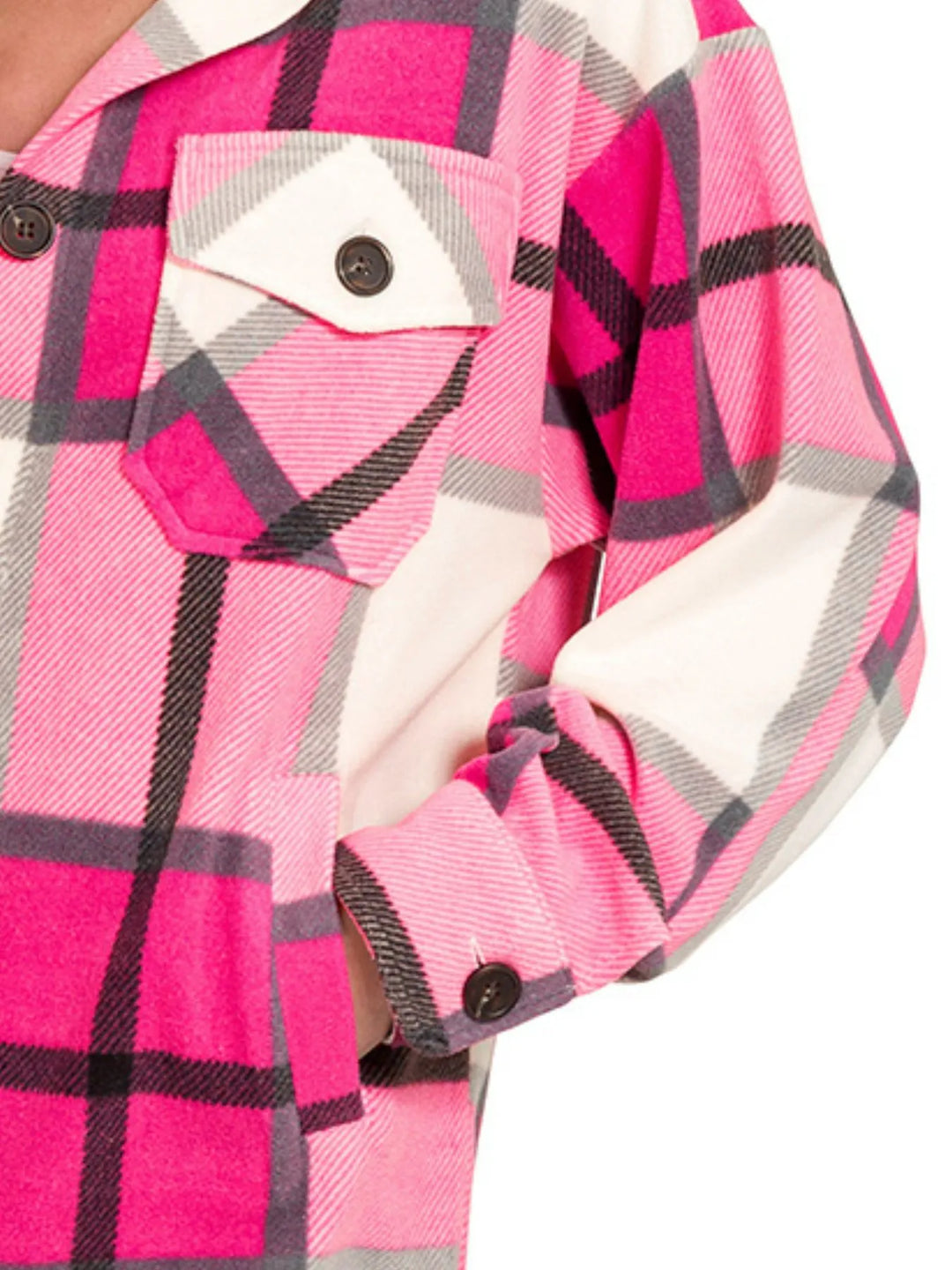 Zenana Oversized Plaid Fleece Shacket - Nikki &amp; Co. Boutique