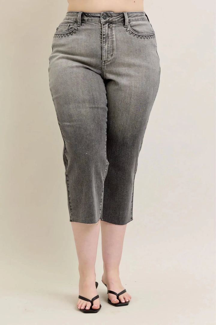 Judy Blue Full Size Wide Leg Capris Jeans Plus Size - Nikki &amp; Co. Boutique