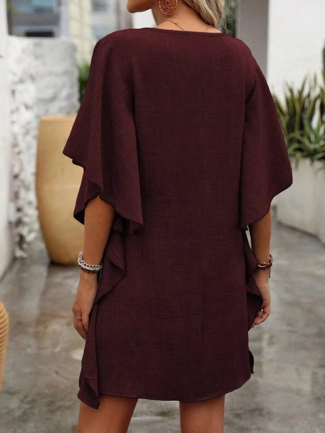 Ruffled Flutter Sleeve V-Neck Mini Dress | Nikki &amp; Co. Boutique