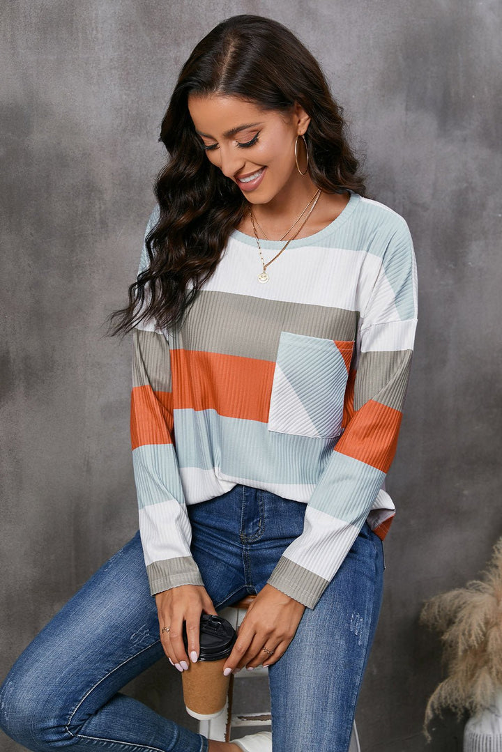 Wide Stripe Top with Pocket | Nikki &amp; Co. Boutique
