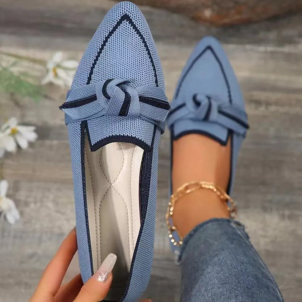 Bow Contrast Trim Point Toe Loafers | Nikki & Co. Boutique