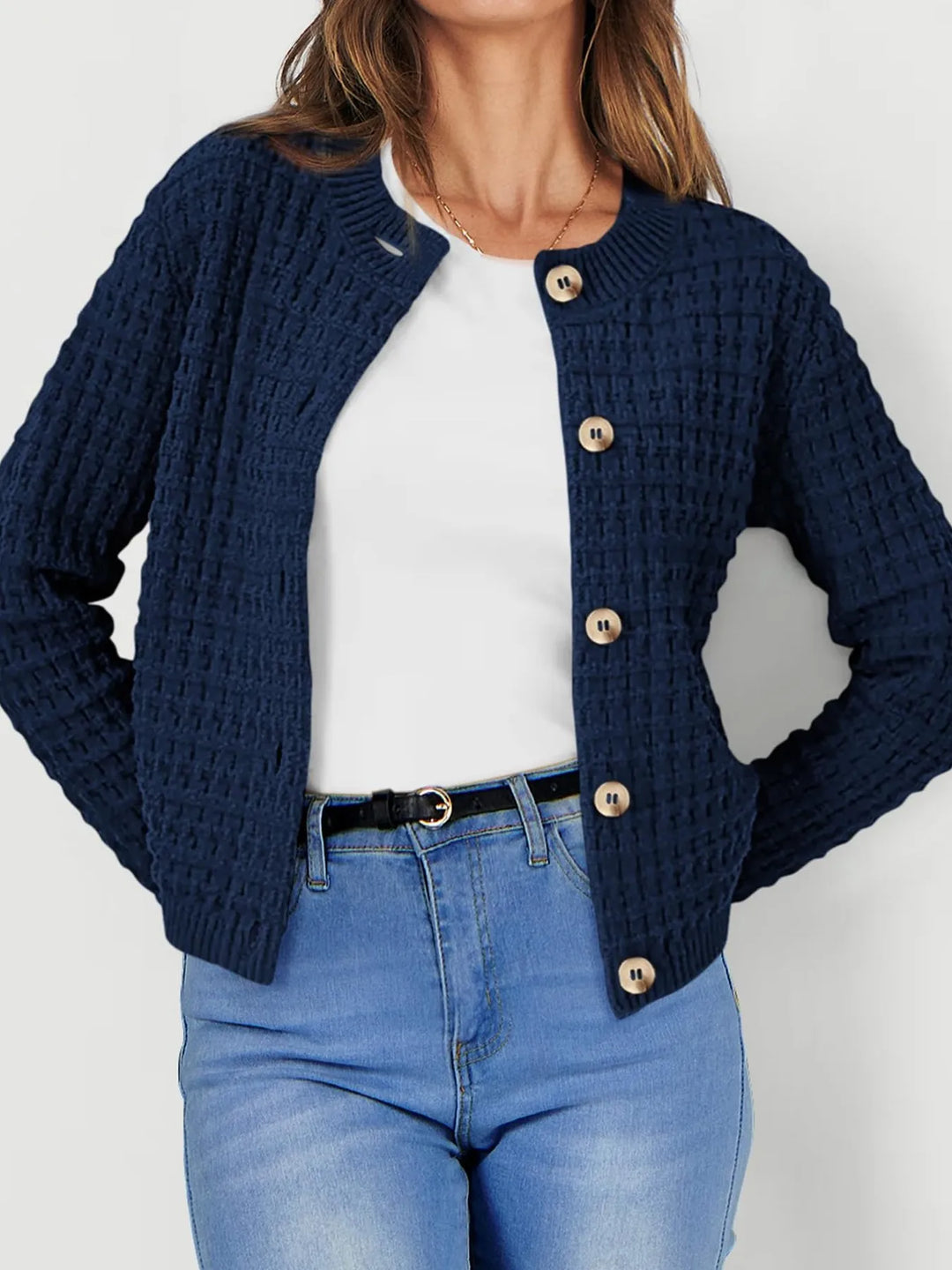 Textured Knit Button - Front Cardigan - Nikki &amp; Co. Boutique