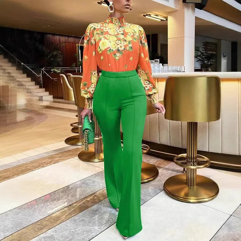 Women's Slim Bell-Bottoms Trousers Trendy Spring Autumn Pants Office Lady Solid Color Flared Trousers