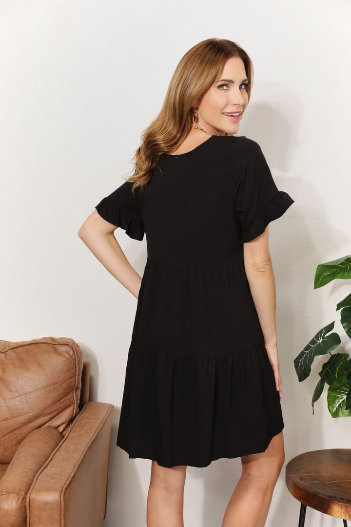 Mandy V - Neck Flounce Sleeve Tiered Dress - Nikki &amp; Co. Boutique