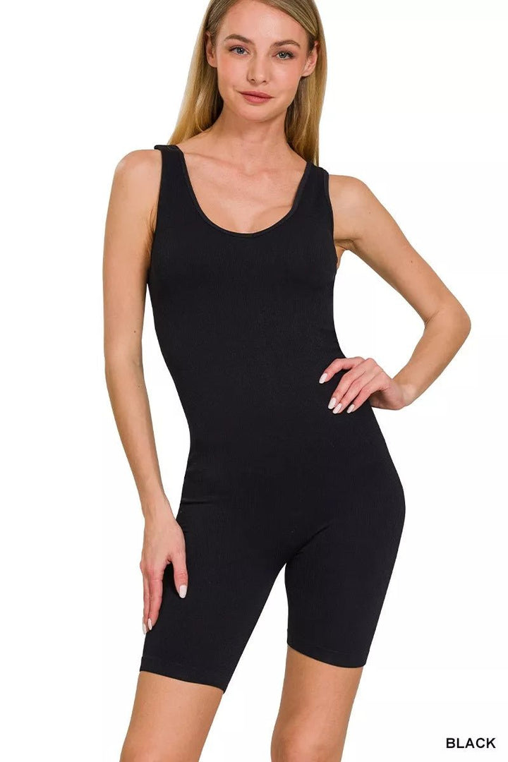 Zenana Ribbed Seamless Sports Romper | Nikki &amp; Co. Boutique