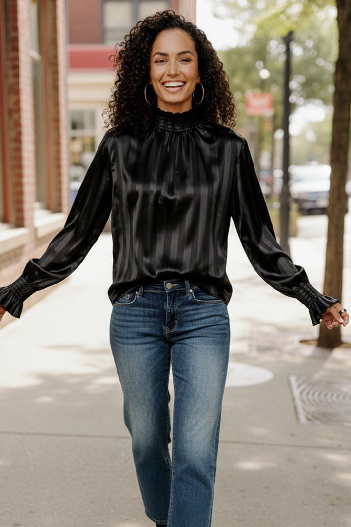 The Satin Scene High Neck Blouse | Nikki &amp; Co. Boutique