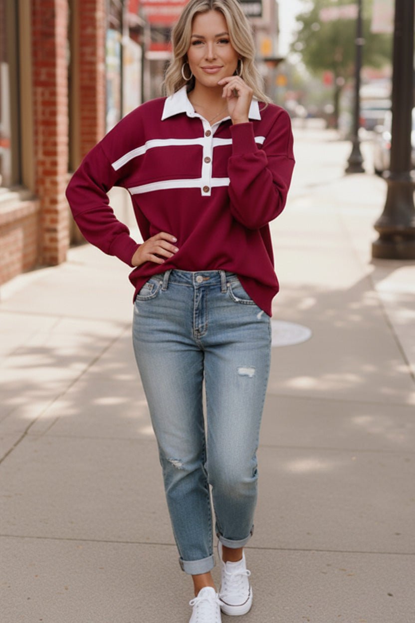 Prep School Chic Wine Polo | Nikki &amp; Co. Boutique