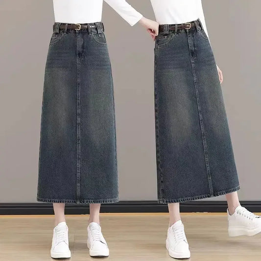 High Waist Wrap Maxi Tight Woman Denim Skirt with Slit Jeans Skirts for Women Long Cheap A Line Clothing Sales Y2k Vintage Trend