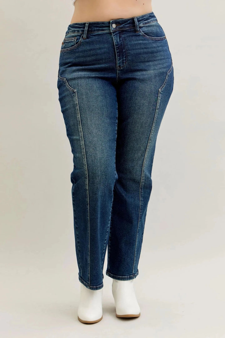 Judy Blue Full Size Seam Detail Straight Leg Jeans Plus Size - Nikki &amp; Co. Boutique